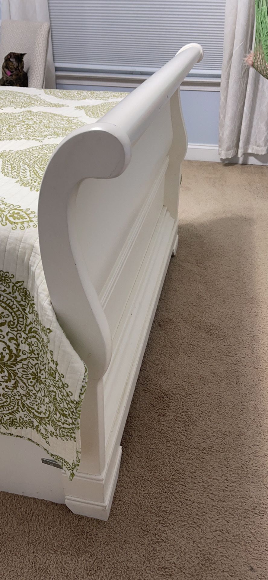 Sleigh Bed ( No Mattress) Shelving And Storage Drawers In Base. 