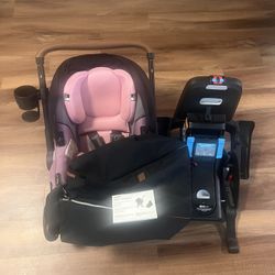 Evenflo Shyft DualRide Infant Car Seat Stroller Combo with Carryall Storage (Sylva pink)