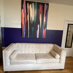 Suede Neutral Color Love Seat