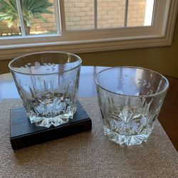 Princess House Heritage Crystal Ice Buckets Etched Heritage Pattern Approx 6”x 5 1/2” In. Set Of 2