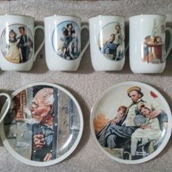 Norman Rockwell Cups and Plates 