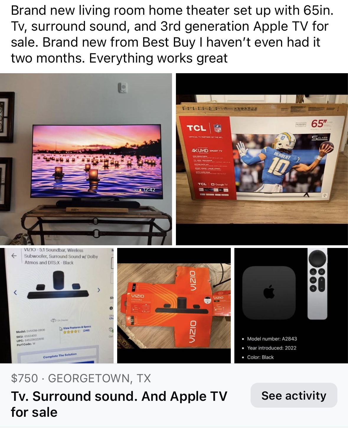 Tv, Surround System And Apple TV