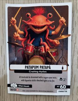 Brainrot trading card: patapum patapa (crashing rhythm)