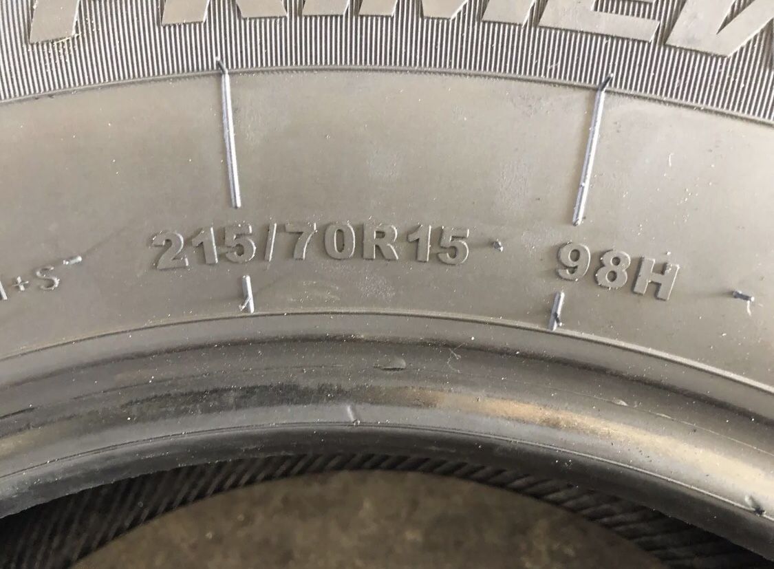 215/70/15 SET OF 2 USED TIRES P215/70R15 98H PRIMEWELL VALERA TOURING