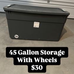 Storage Tote With Wheels 45 Gallons