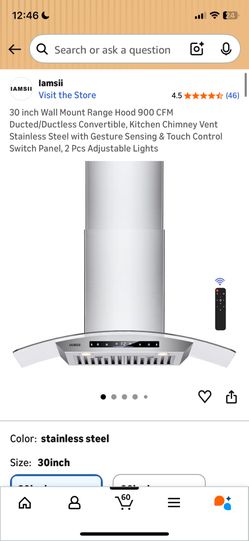 IAMSII 30 inch Wall Mount Range Hood 900 CFM Ducted/Ductless Convertible
