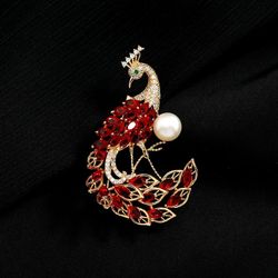 Peacock Brooch With Non-nucleus Pearl