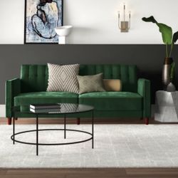 Beautiful Emerald Green Zen Velvet Sleeper Sofa Couch 