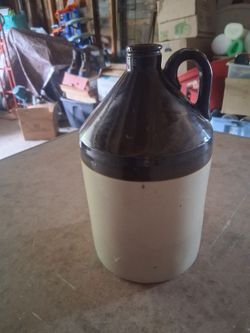 Nice 2 tone stoneware whiskey jug