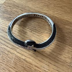Exotic Serpent Bangle Bracelet with Cubic Zirconia in Rhodium Plated Finish