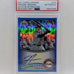 2011 Topps Chrome Freddie Freeman Rookie Auto Blue Refractor /199 - PSA AUTHENTIC