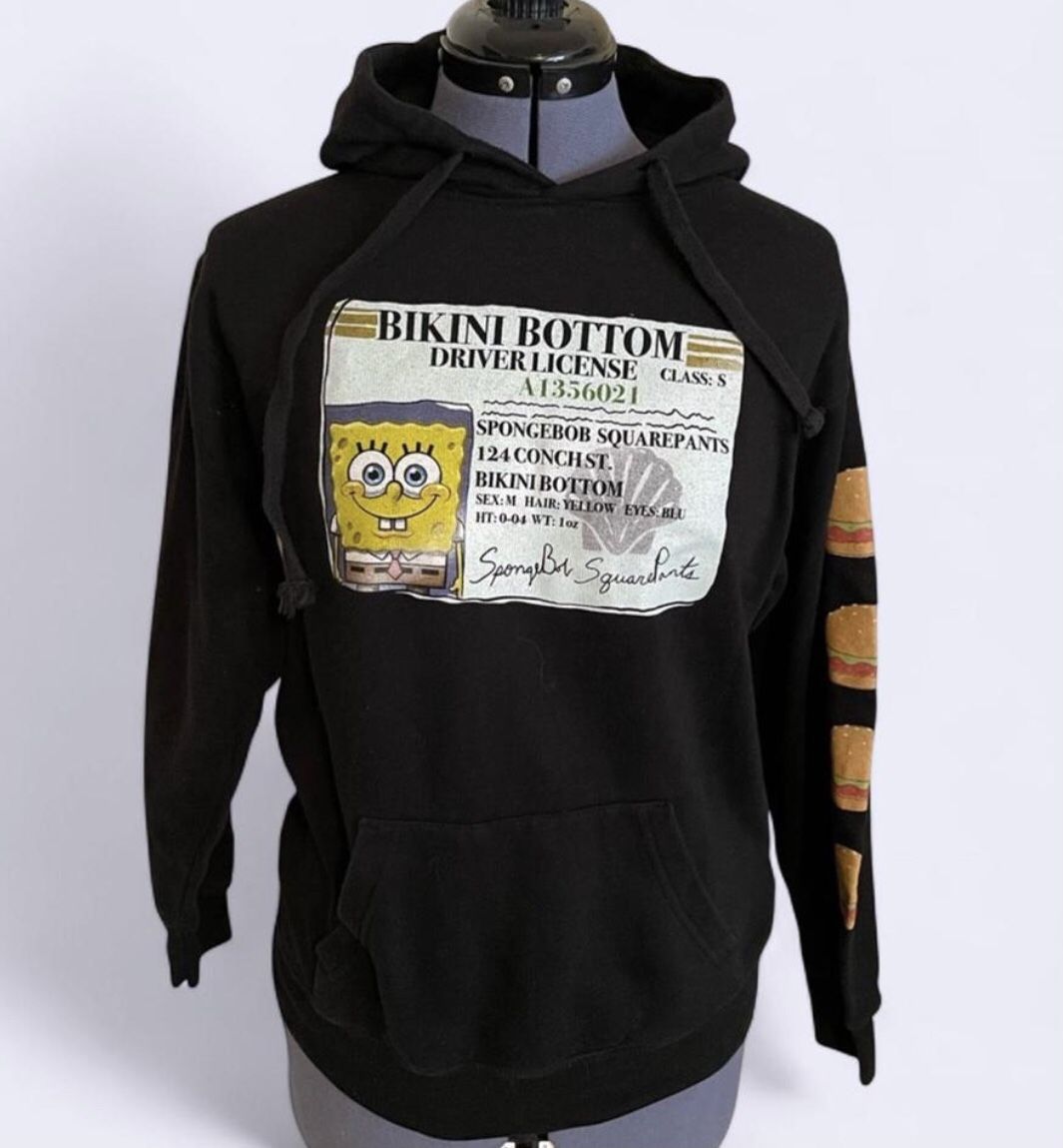 Nickelodeon SpongeBob Drivers License Hoodie Pullover Adult Black Size S