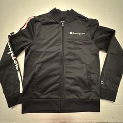 Used Good Champion Track Jacket Girls Size Large Black White Light Pink 