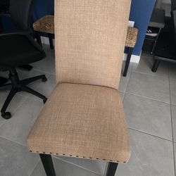 Yaheetech Upholstered Dining Chairs Set of 2, Modern Kitchen Chairs with Nailhead Trims and Solid Wood Legs for Dining Room, Living Room, Restaurant, 