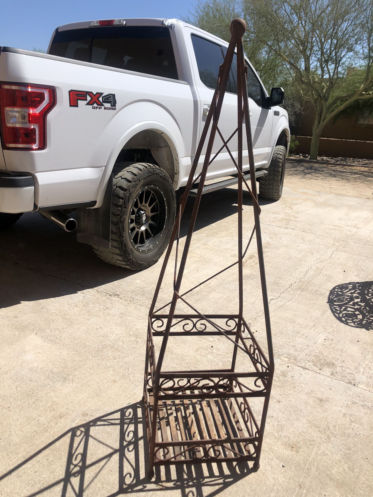 Outdoor wrought iron plant stand