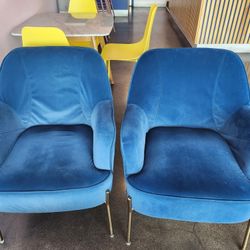 Velvet Accent Chair With Ottoman