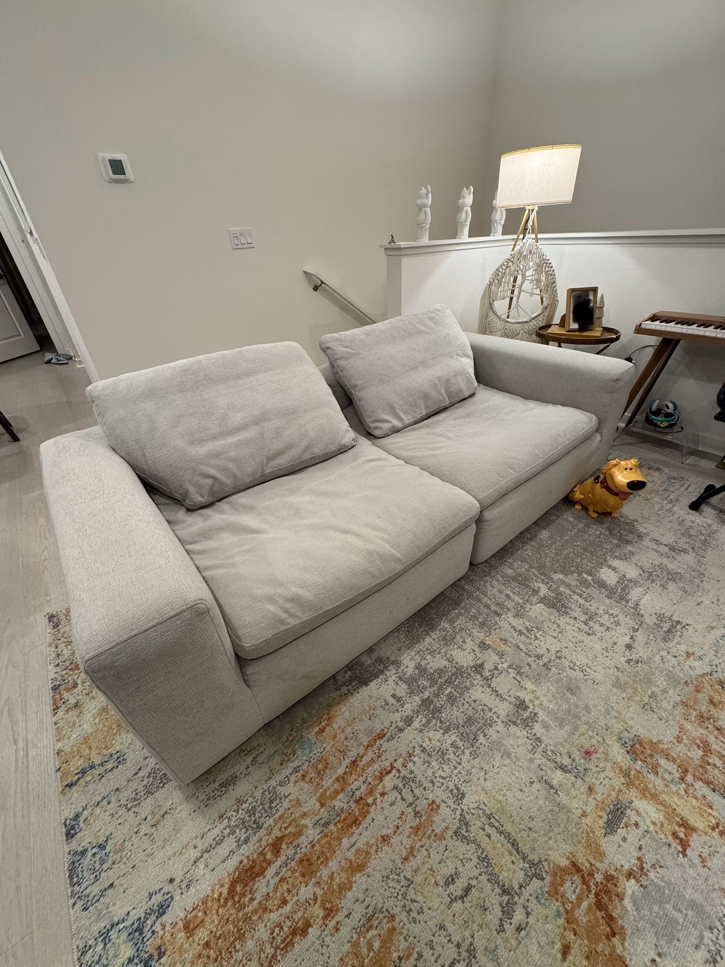 Sectional Sofa Wide Low Profile - Light Grey