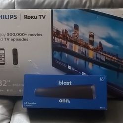 PHILIPS 32' ROKU SMART TV & SOUND BAR 16 ' $180 NEW