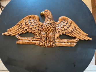 Vintage 30" Ceramic Bald Eagle Wall Plaque Plaquette - Mid Century Americana Decor