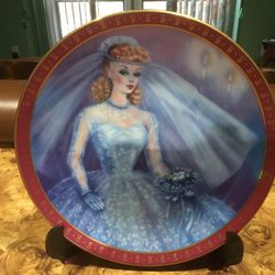 1959 Collector Plate On Stand Barbie Bride To Be 