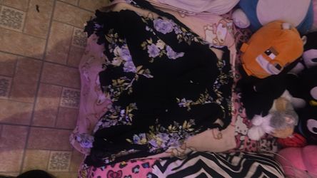 Black and purple flower flowy cottage core long skirt