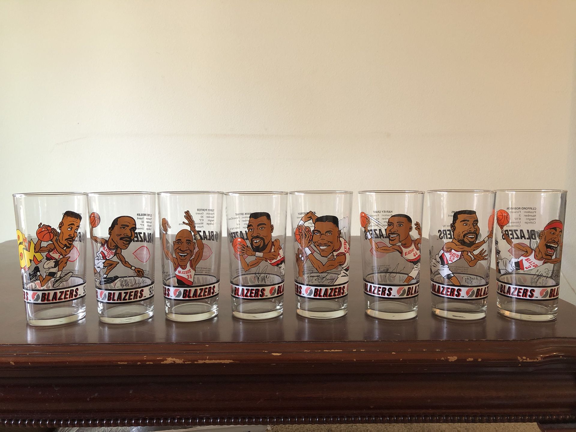 Vintage Trail Blazers collectible pint glasses ‘93-‘94