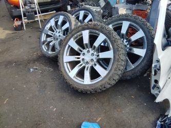 24 Rims On Mud Terrains Good Condition Fit Chevy Tahoe Pickup Truck