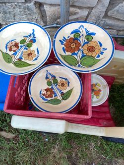 Antique s- Vintage Fine China, Hand painted english and Mexican ceramic  plates, and Mugs.