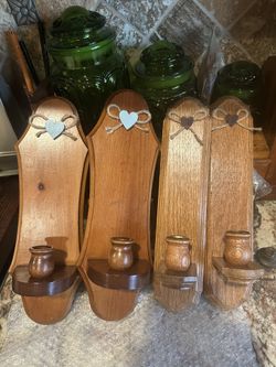 Wood Heart Sconce $30 Each Set