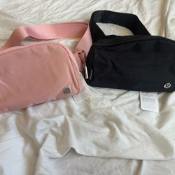 2 Brand New Lululemon Everywhere Belt Bags Pink And Black