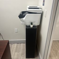 Office Printer, Shredder, Small Book Shelf, and Canvas Wall Art 