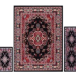 Brand New  Area Rug 3 Piece Set (4'11" x6'11,1'8" x4'11,1'8" x2'8), Border Black