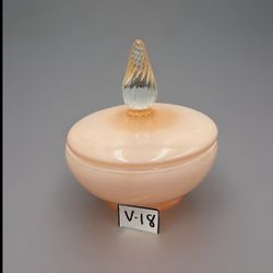 VTG Pink Opaline Glass Powder Jar Trinket Box