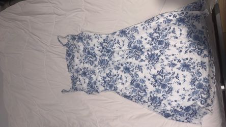 Blue Floral Spaghetti Strap Mini Dress