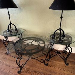 Clock Table set with lamps