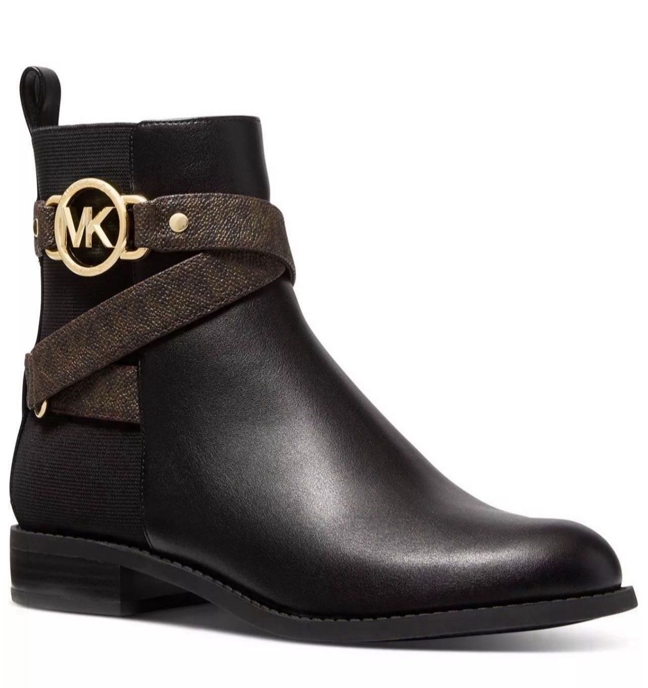 New Michael Kors Rory Signature Ankle Side-Zip Flat Booties