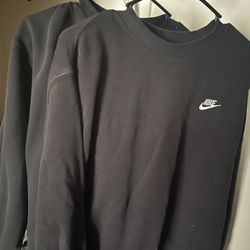 2 Used Black Nike Crewnecks