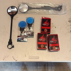 E-Bike Mirrors + Blue LED Reflector Lights + LLH2K Tubes – New