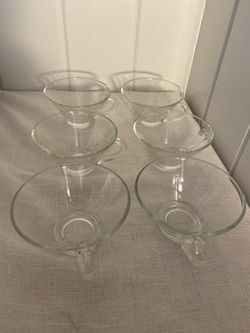 Vintage Anchor Hocking clear glass punch mugs Set 6 glass mug Modernistic MCM