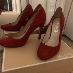 ❤️ New Michael Kors Leather Stiletto’s, Red Leather Heels, Designer Michael Kors Pumps 👠 MK Stiletto Heels 