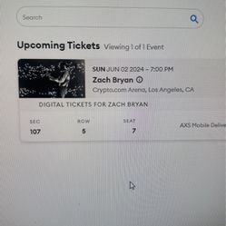 Zach Bryan at https://offerup.co/faYXKzQFnY?$deeplink_path=/redirect/ Arena Los Angeles, CA June 2 7:00pm