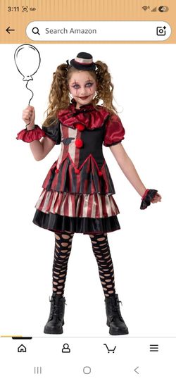 Girls Medium Scary Clown Costume $20