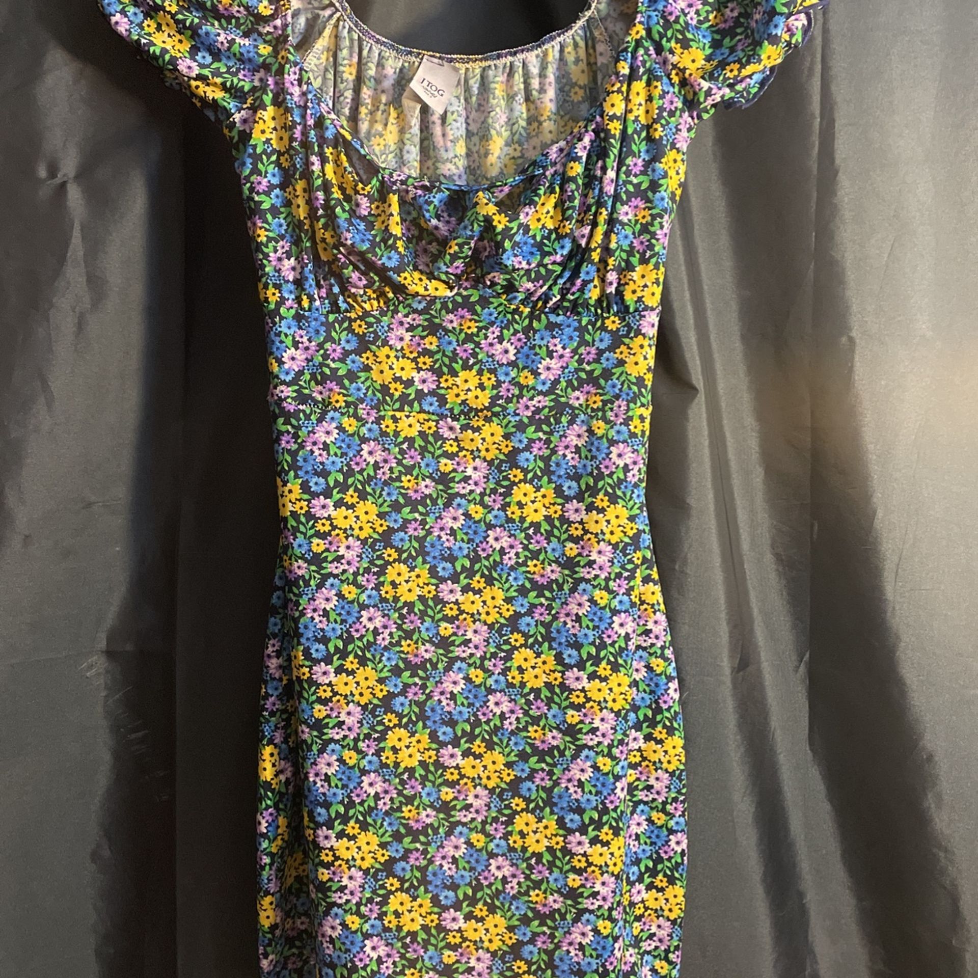 Off The Shoulder, Blue Floral Dress