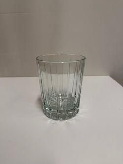 Clear Ribbed Glass Tumbler with Starburst Base