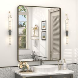 VANILIO 30"×36" Rectangular Wall Mirror with Bronze Metal Frame