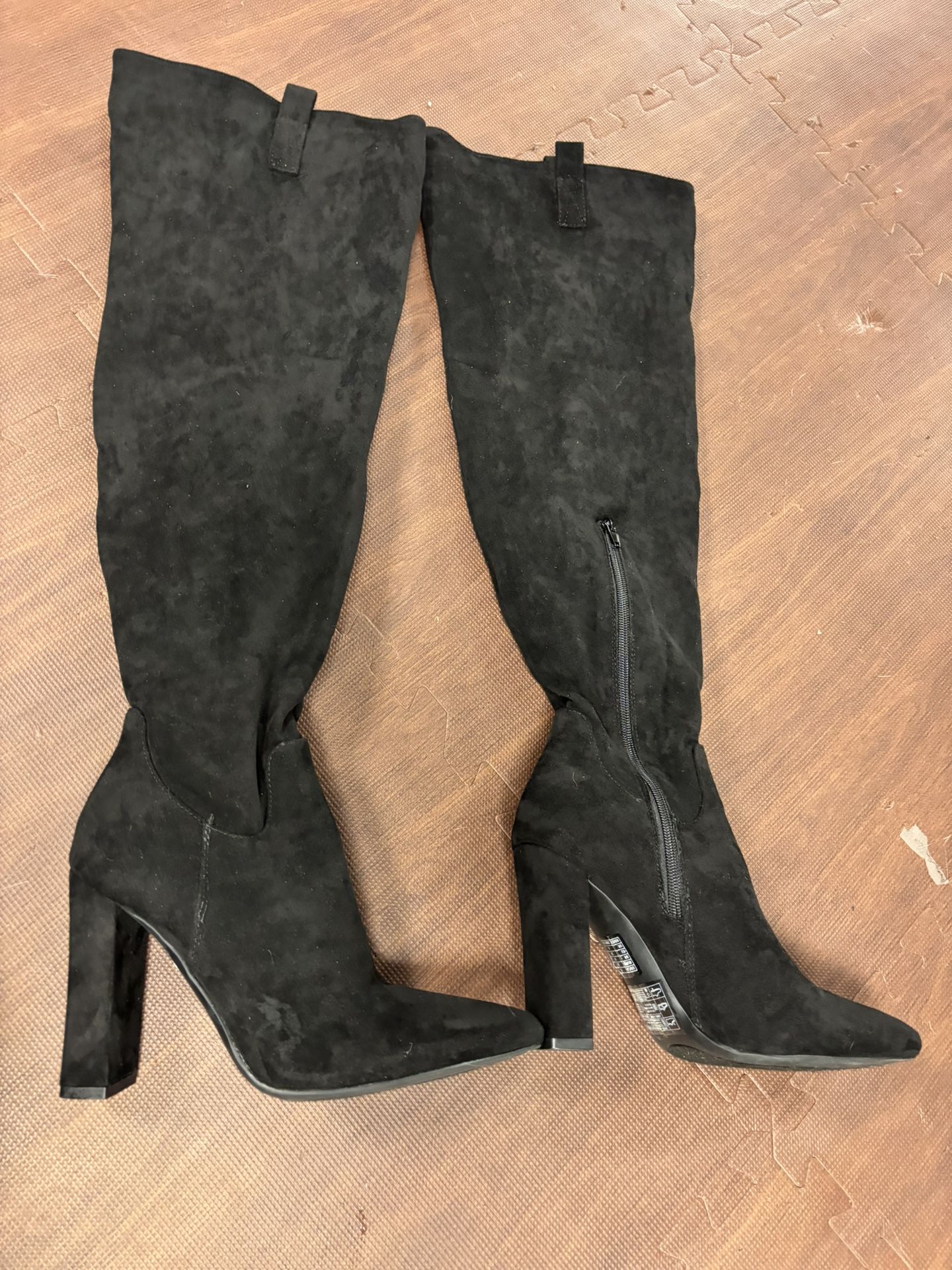 Black Thigh High Boots - Size 8