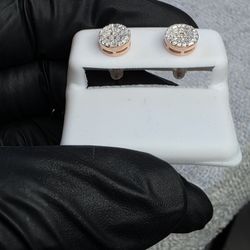SS925 Moissanite Diamonds Rose Gold Over Earrings