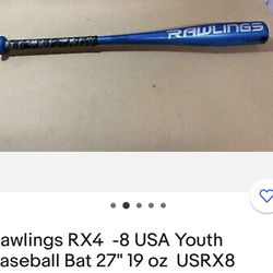 Rawlings RX4  -8 USA Youth Baseball Bat 27" 19 oz  USRX8