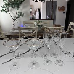 4 Champagne & 4 Martini Glasses 