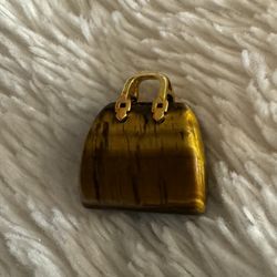 NEW Tigers Eye Bag Charm With Metal Handle